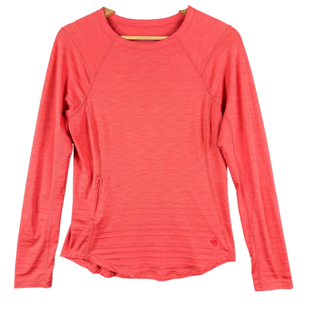 Mountain Hardwear Wicked Lite Long Sleeve Shirt Womens Small Pink Wick.Q Hiking